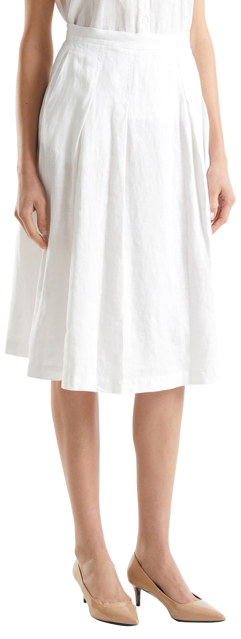 Benetton Gonne 4AGHD0039 Midi Lino Bianco Ottico 36