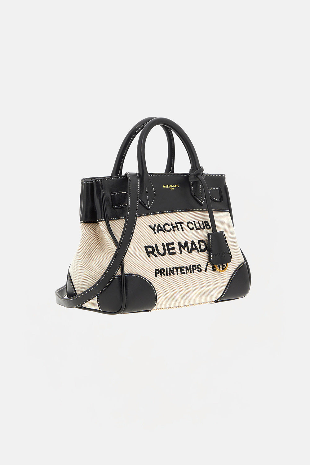 Rue Madam Riviera 1557 borsa tote canvas nera tracolla