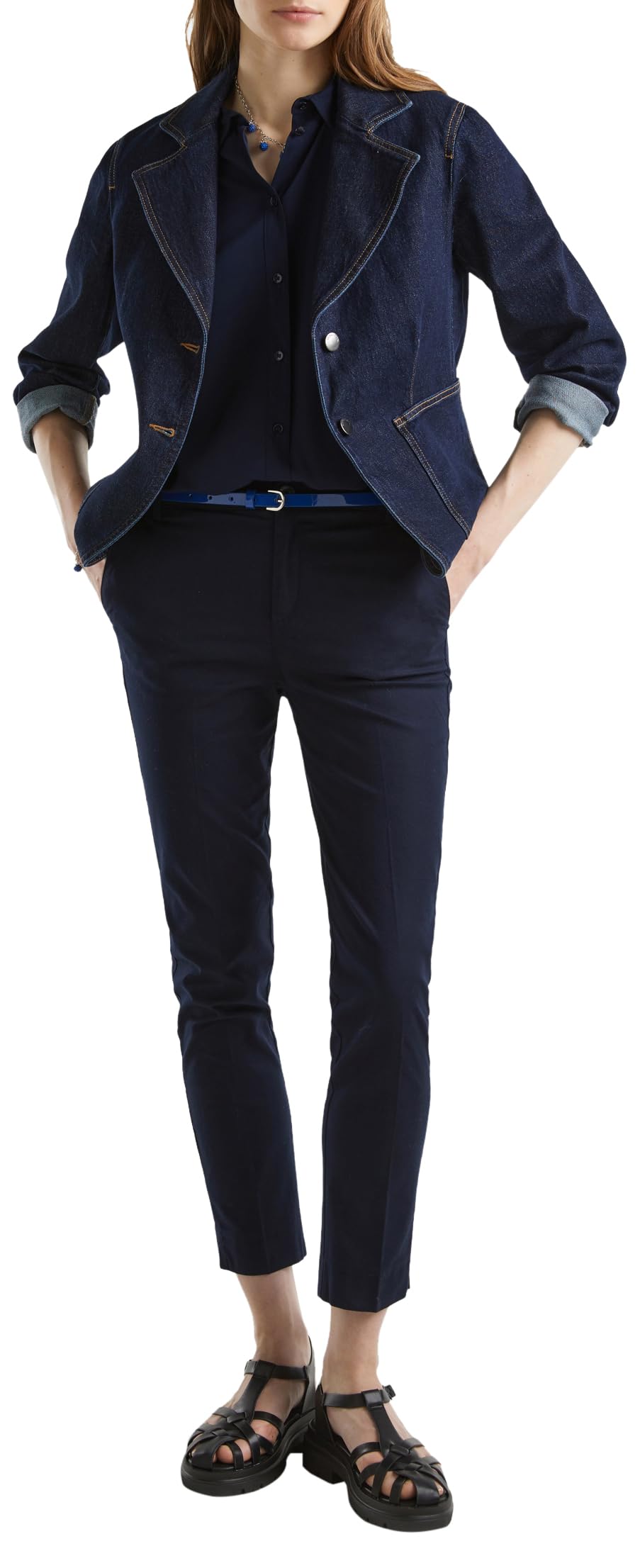 Benetton Chino Donna in Cotone Stretch Gamba Dritta