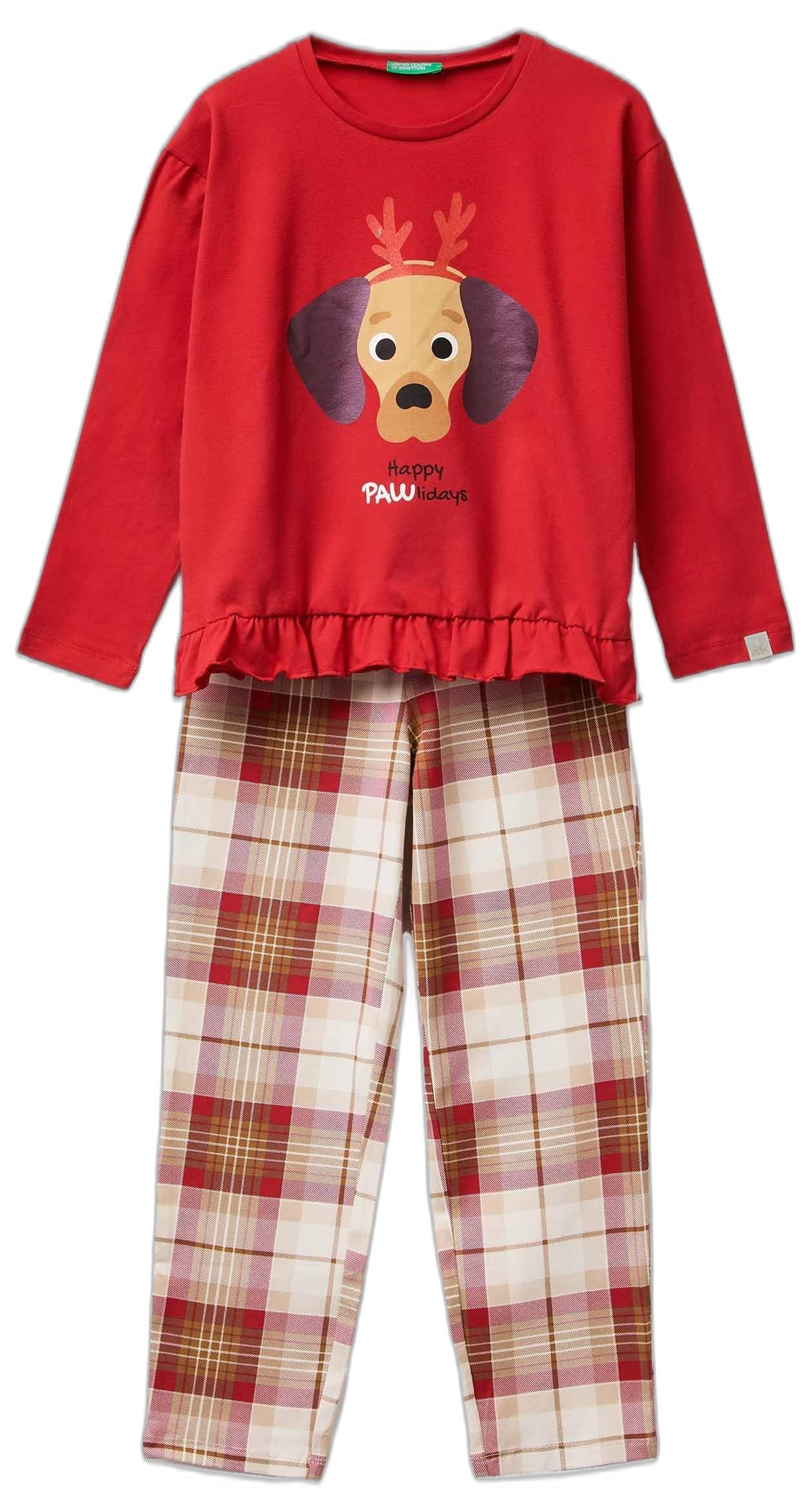 Benetton 3dke0p07z pigiama bambina bianco jersey