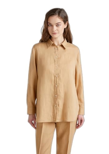 Benetton 5bmldq02u Camicia Lino Donna Bianca XL