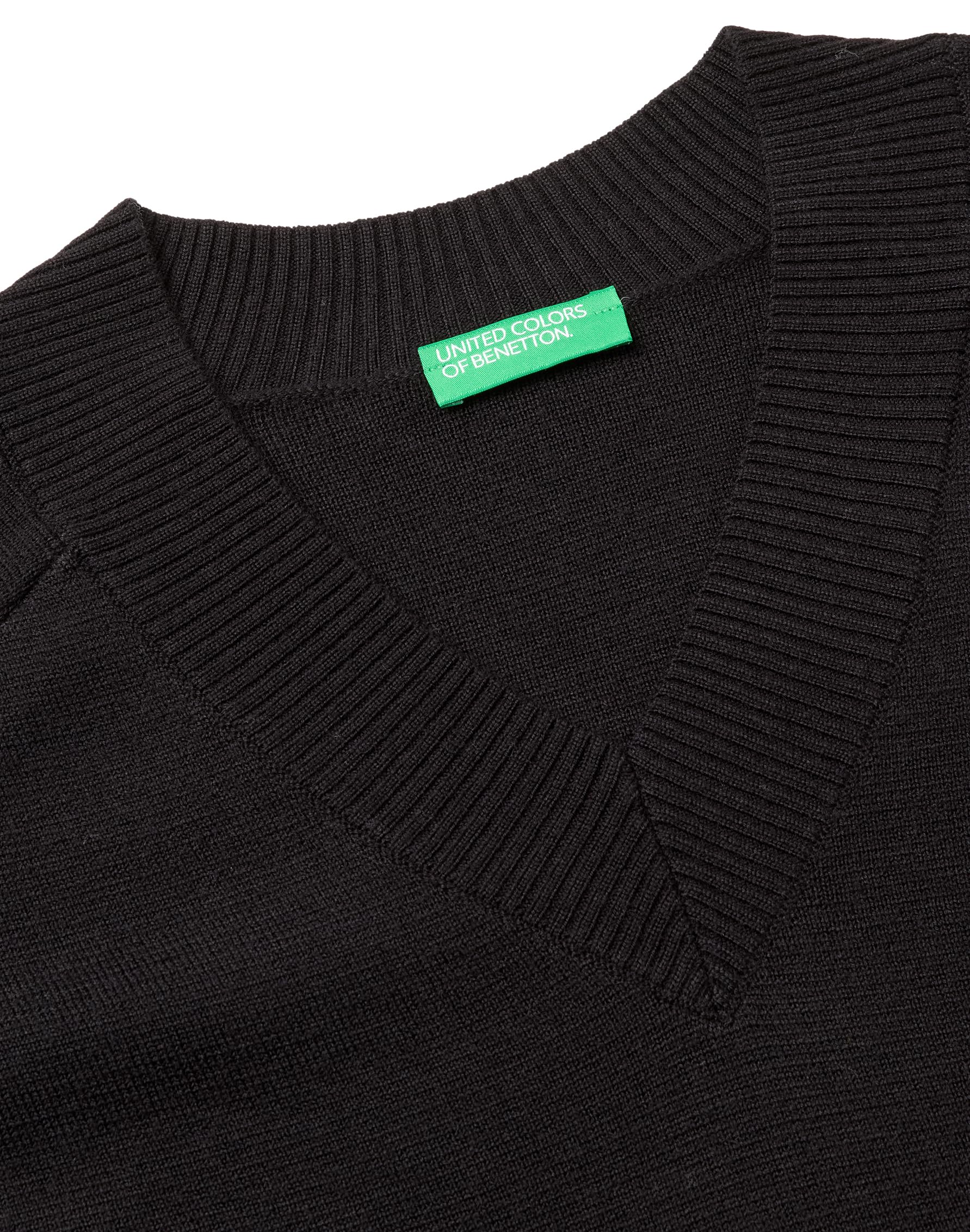 Benetton Maglieria 1j9yd403s maglione scollo a V nero bottoni