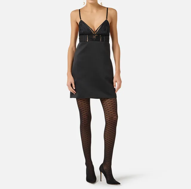 Elisabetta Franchi AB95062E2 Abito Corto Nero Duchesse