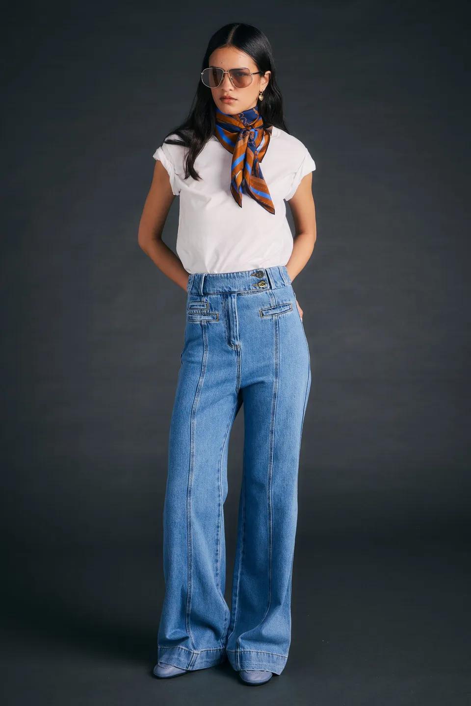 Karen Walker Starboard Panelled Flares Jeans azzurro