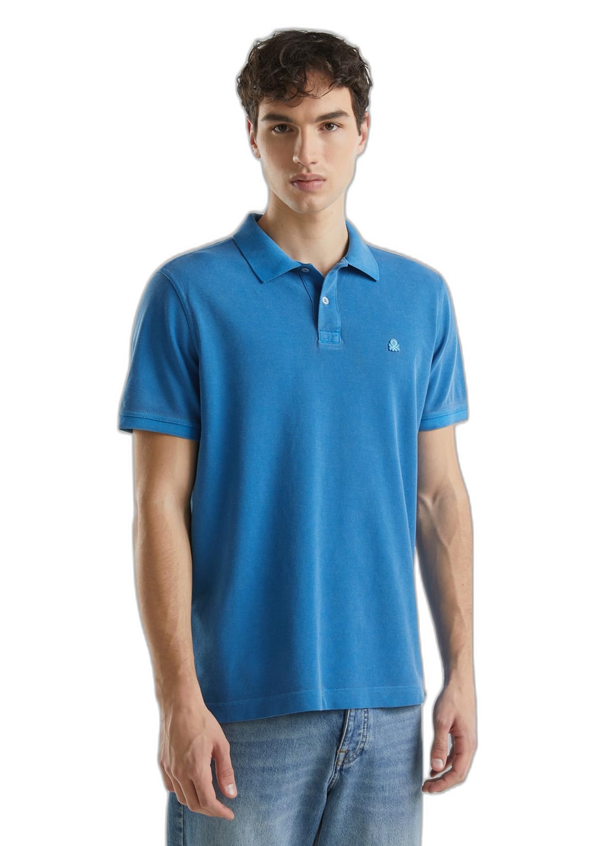 Benetton Polo Uomo Piquet Cotone Organico Rosa