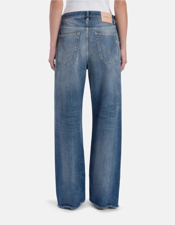 Dondup Francine DP777 Jeans donna Blu wide leg