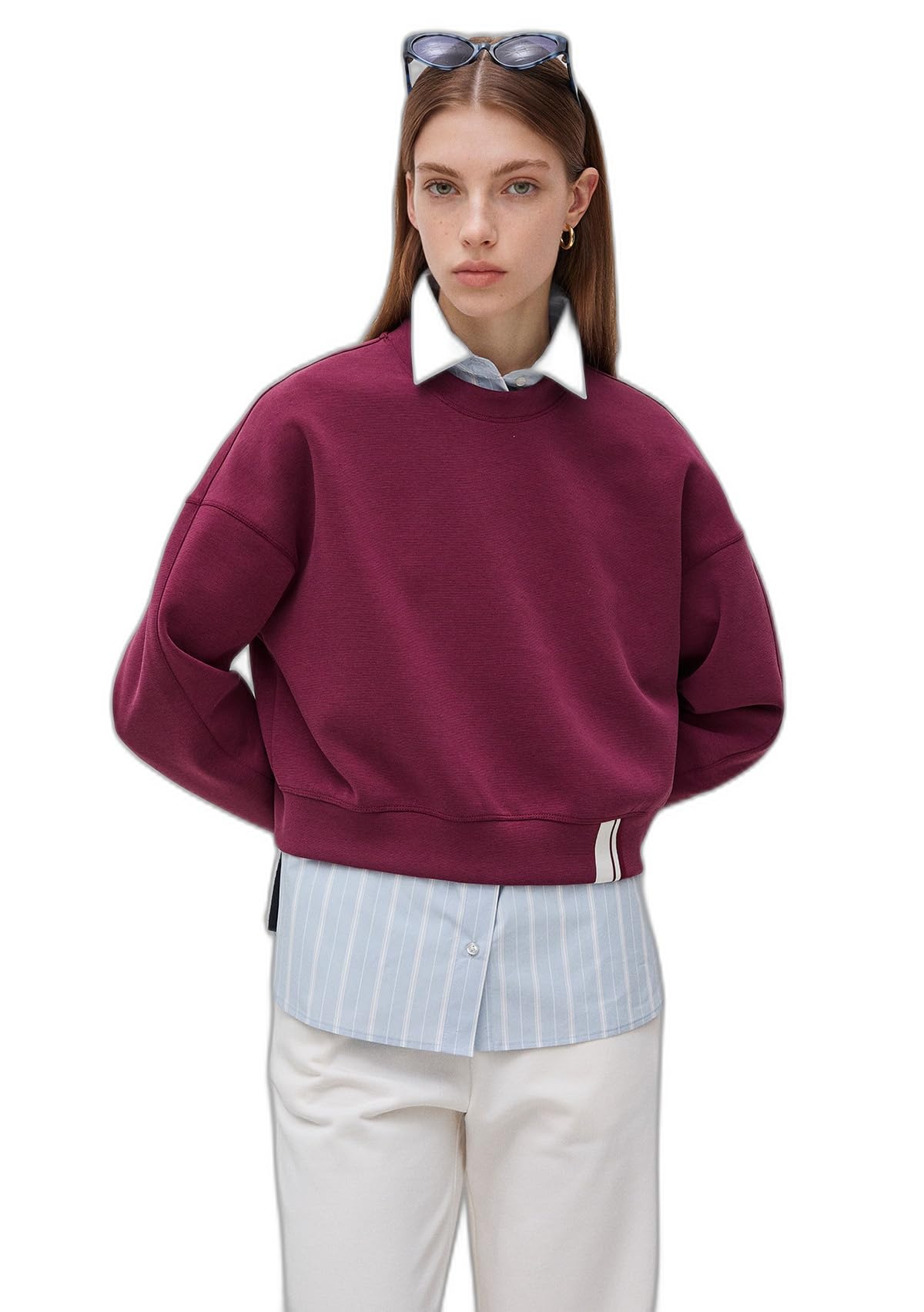 Benetton Felpa con Cappuccio Donna Blu Boxy Ricamo