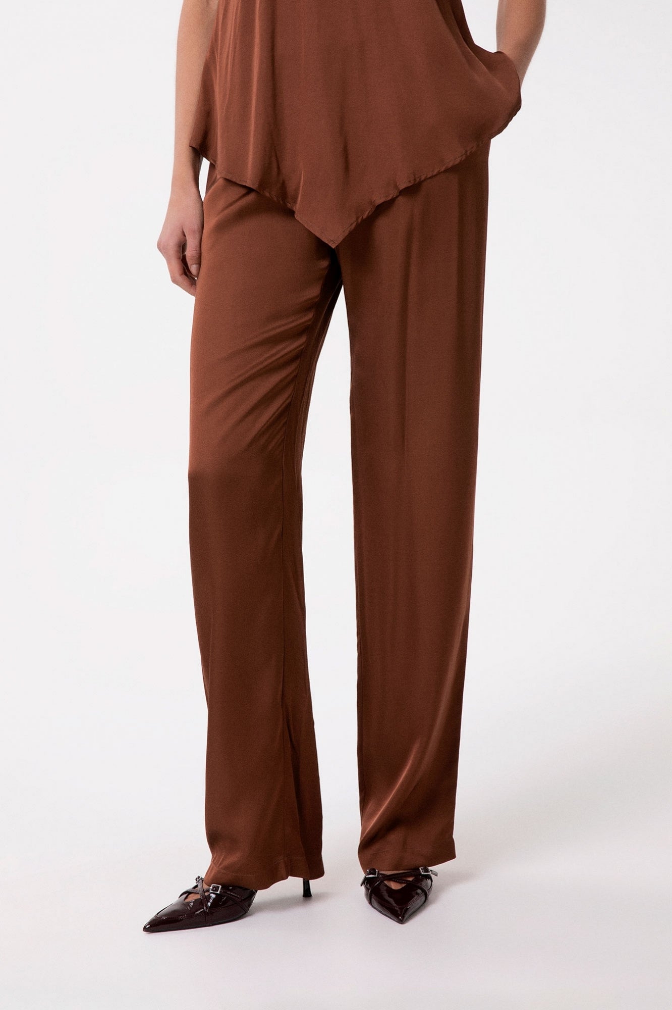 Gaelle Paris GAABW09909 pantalone raso donna moka