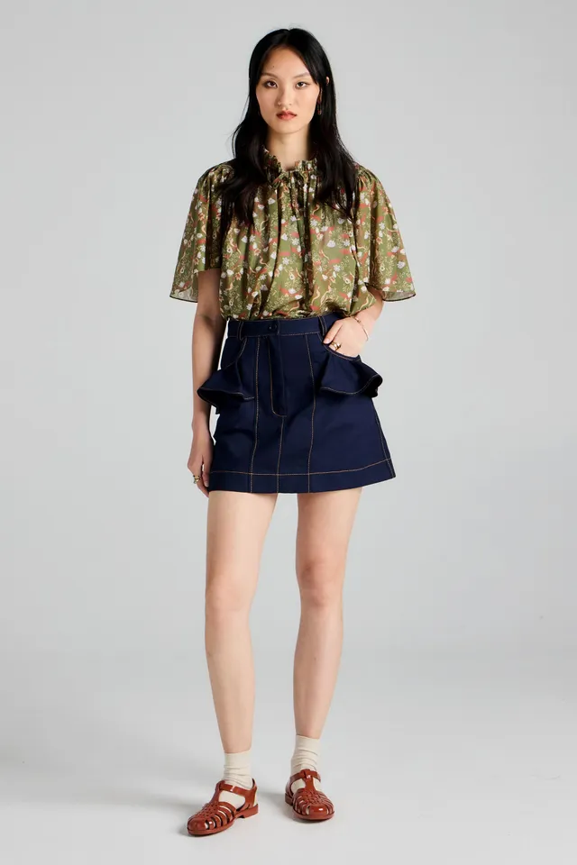 Karen Walker Alegra Skirt gonna navy cotone organico
