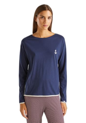 Benetton 3Y5E3M063 Maglia Pigiama Donna L Blu