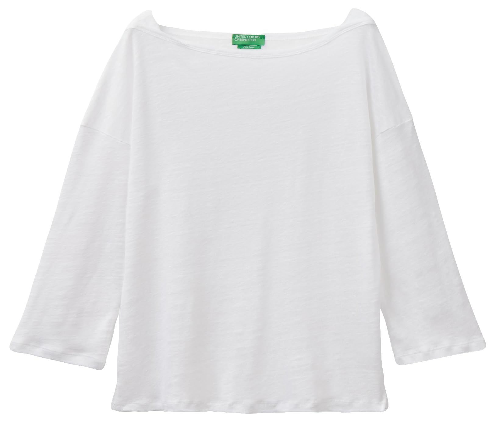Benetton 3kgqe16b0 T-Shirt Donna Bianco Ottico 101 Lino