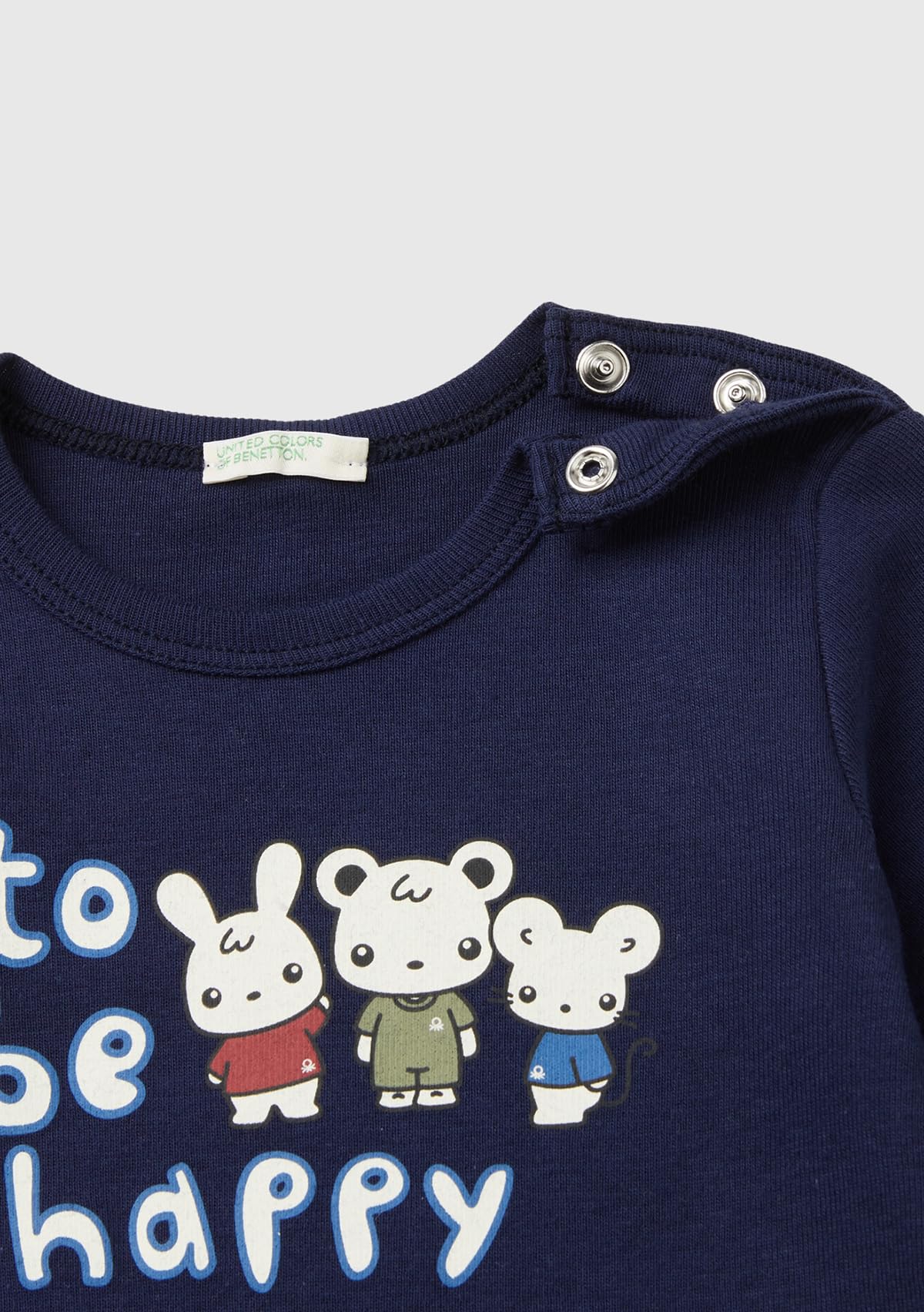 Benetton 3I9WA1057 t-shirt bimbo manica lunga girocollo cotone