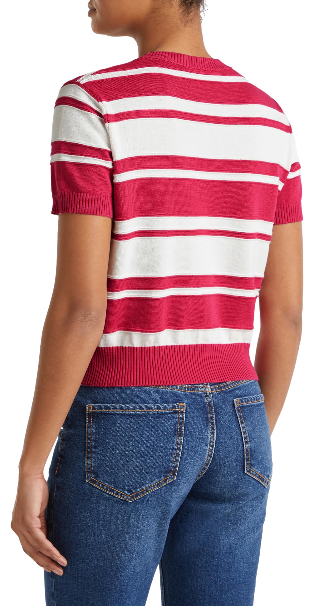 Benetton Maglieria Maglia Girocollo Rigata Manica Corta Cotone