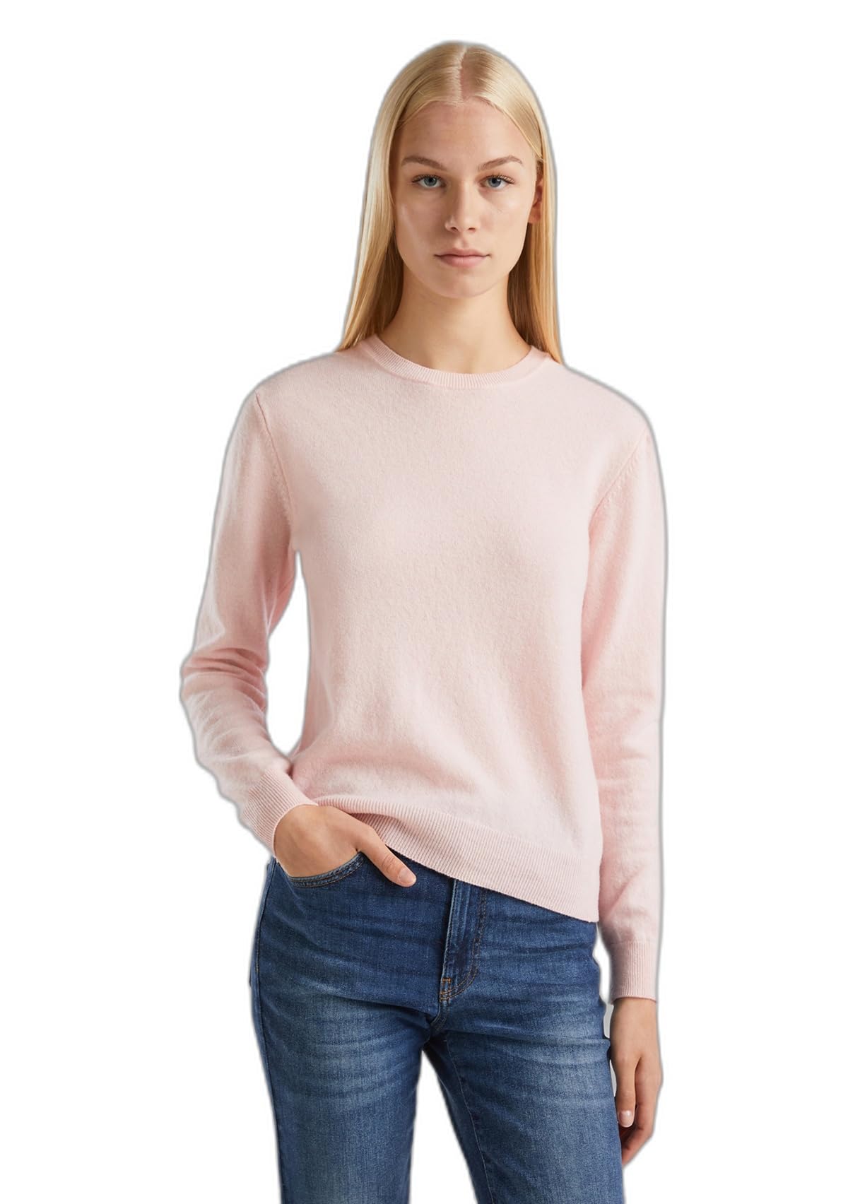 Benetton 1002d1k01 maglione donna beige 562 girocollo