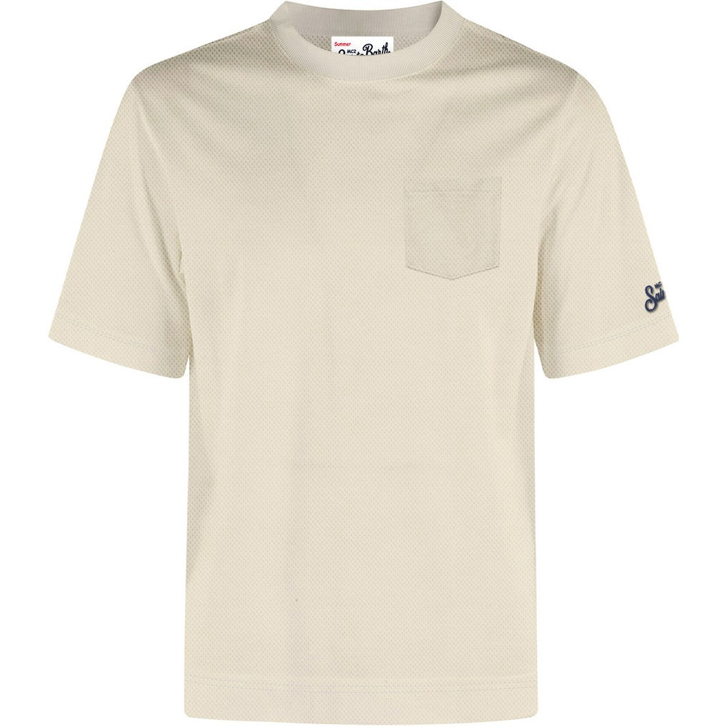 MC2 Saint Barth Bakewell T-shirt Cotone Uomo Cream Taschino