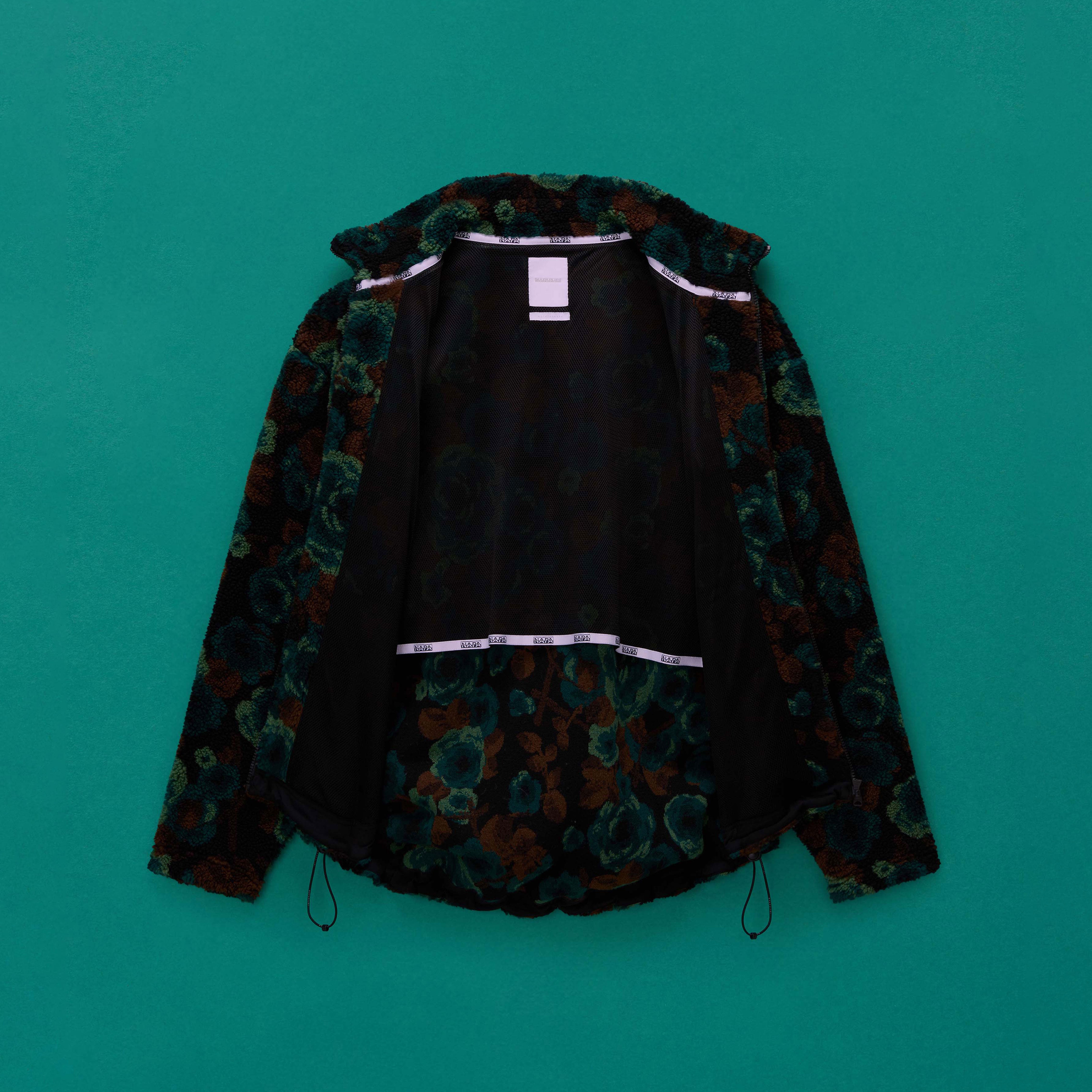 Martine Rose Emin Felpa pile verde Teal Floral con zip