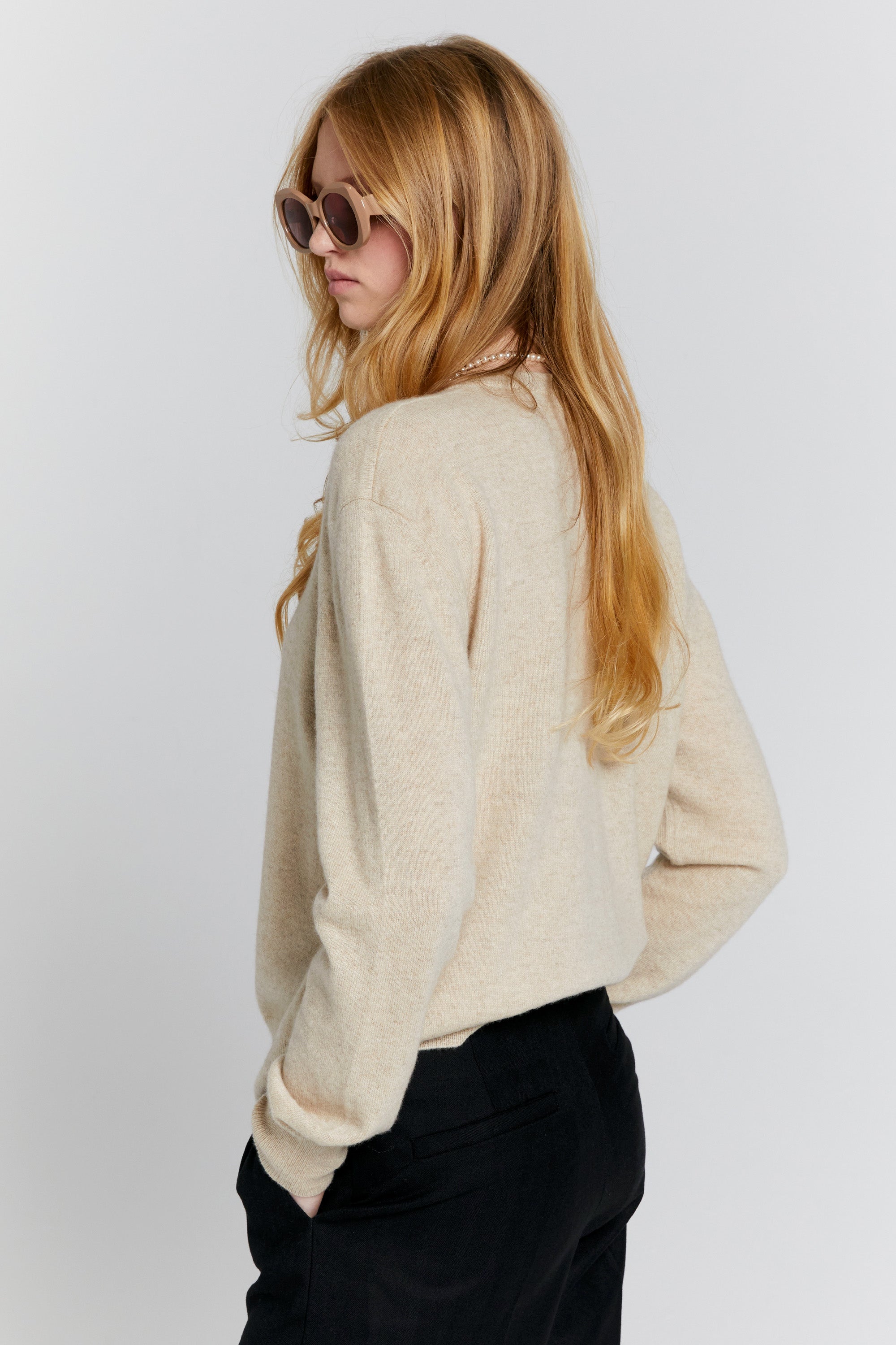Karen Walker Posy Cardigan cashmere grigio stone