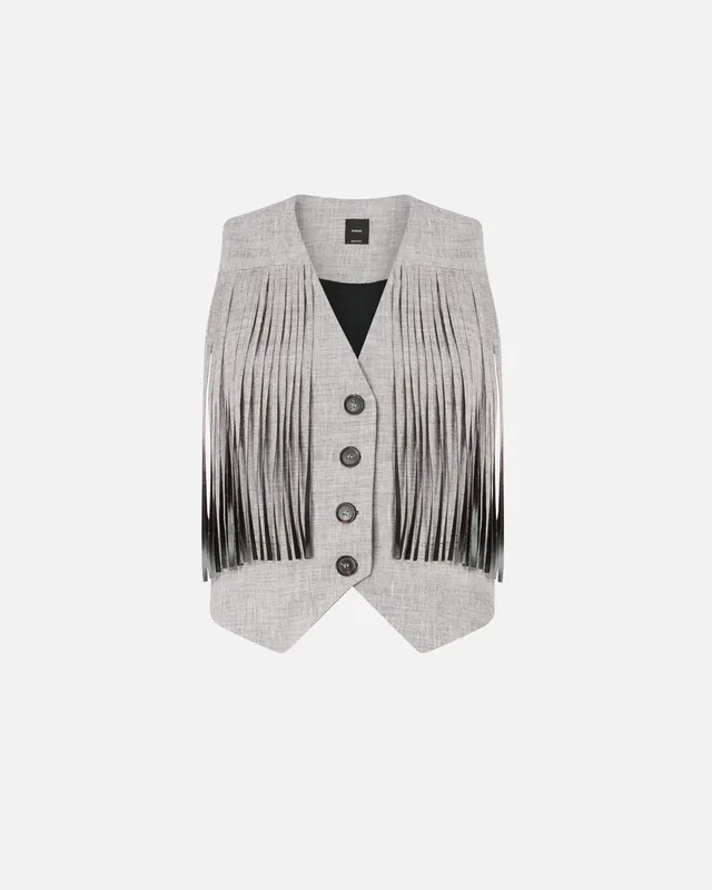 Pinko Boretto 106965 A3AS gilet nero bianco frange