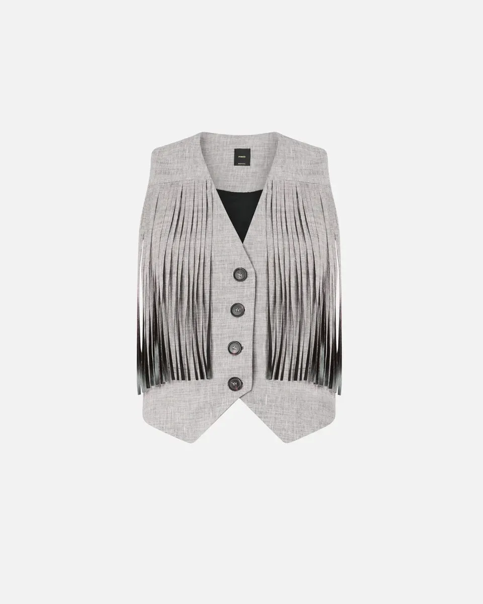 Pinko Boretto 106965 A3AS gilet nero bianco frange