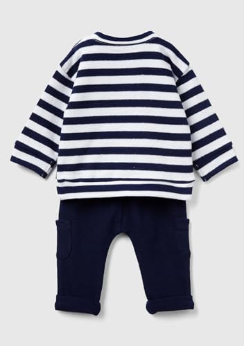 Benetton 3FQYAK01A completo bimbo felpa blu maglia righe