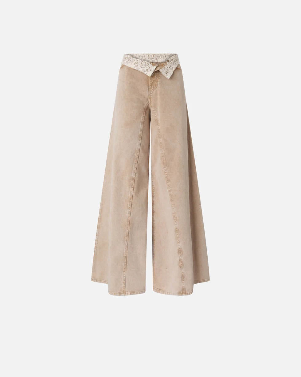Pinko Jeans Winona Wide Leg 106462 A364 beige vita alta