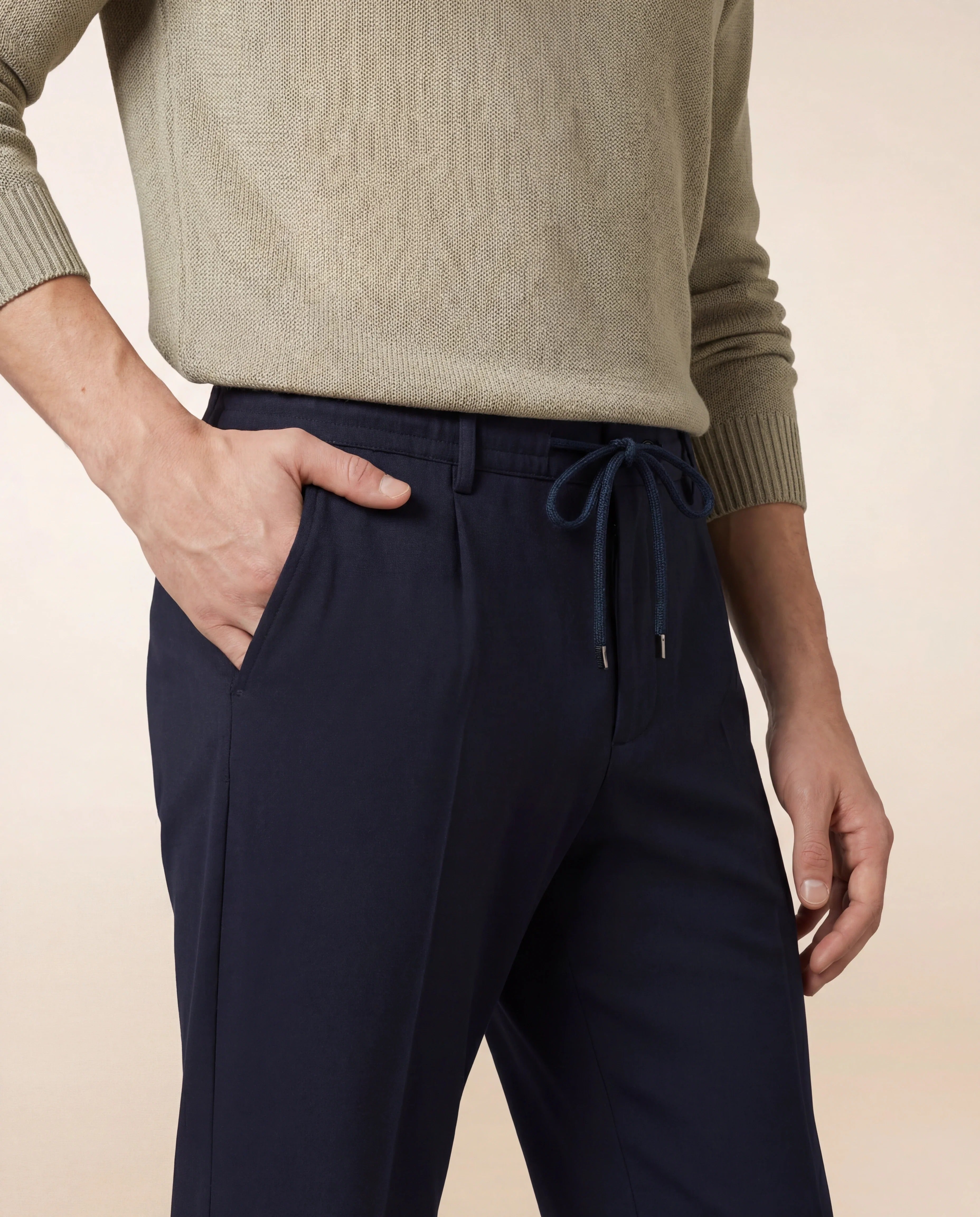 Cruna Mitte 1714 pantalone uomo Notte lana tapered