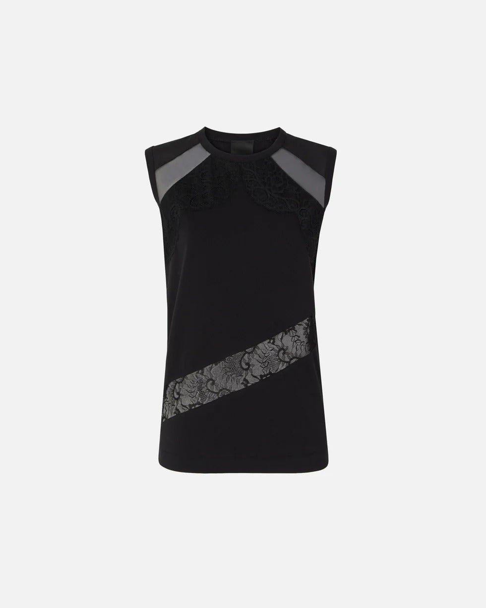Pinko Molly 106291 A335 Top Nero Pizzo Floreale