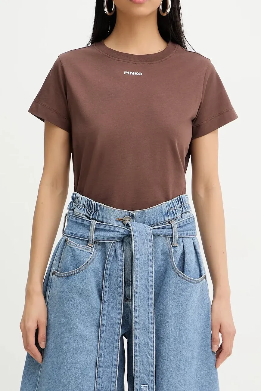 Pinko 100373 A34F T-Shirt Marrone Cotone Regular