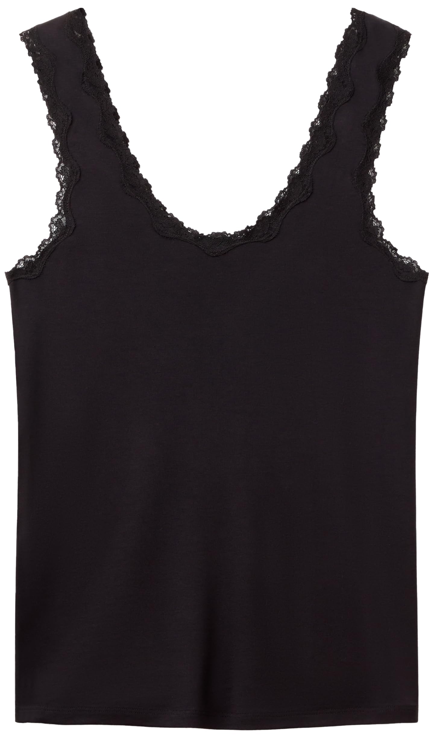Benetton canottiera donna nera in pizzo spalla larga