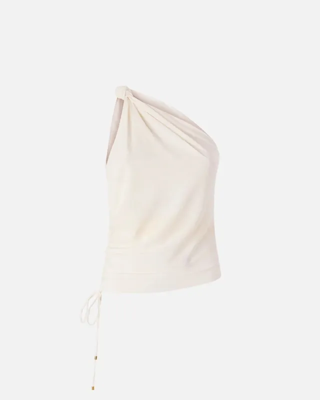 Pinko Kristel 106544 A37V top bianco monospalla nodo