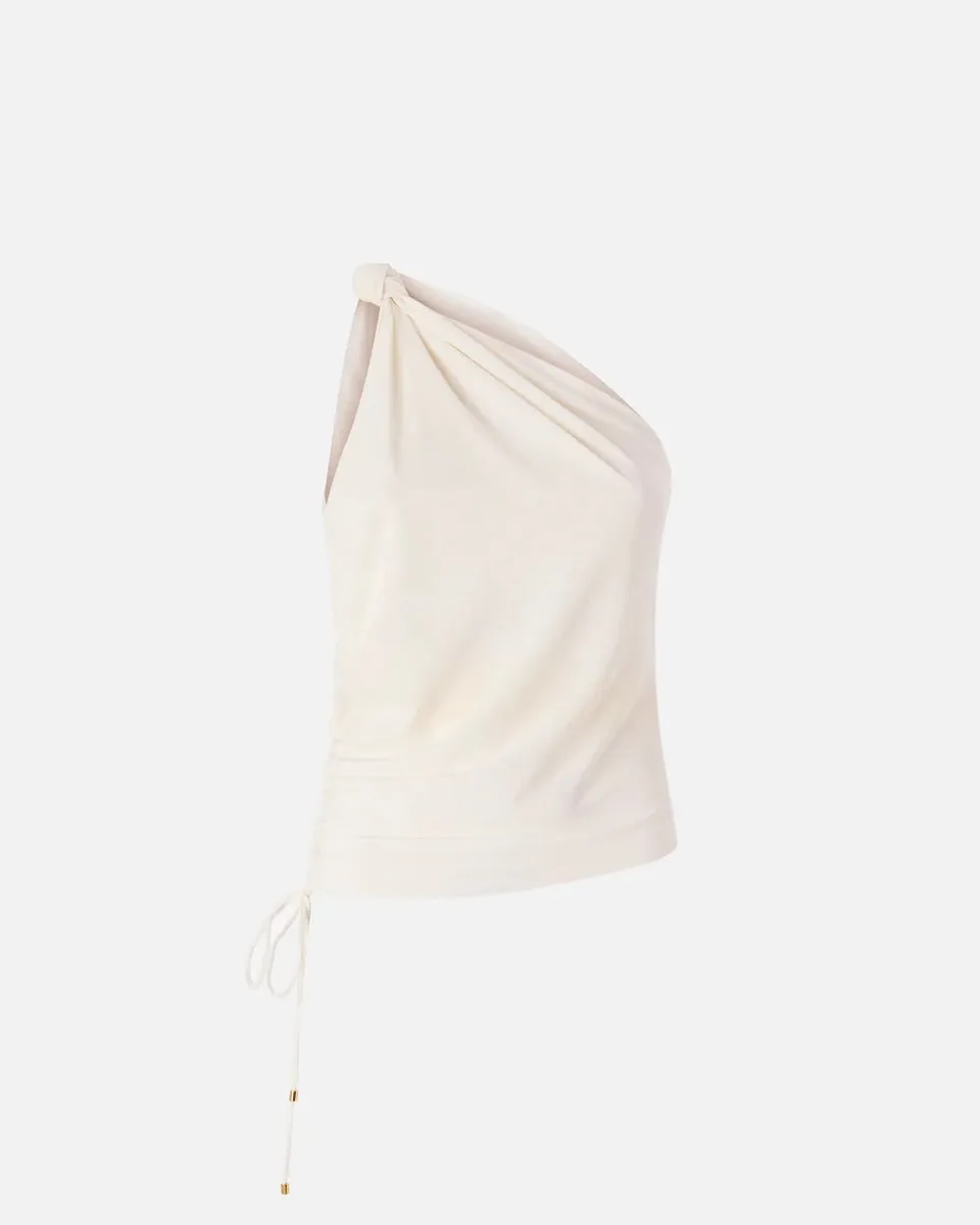 Pinko Kristel 106544 A37V top bianco monospalla nodo