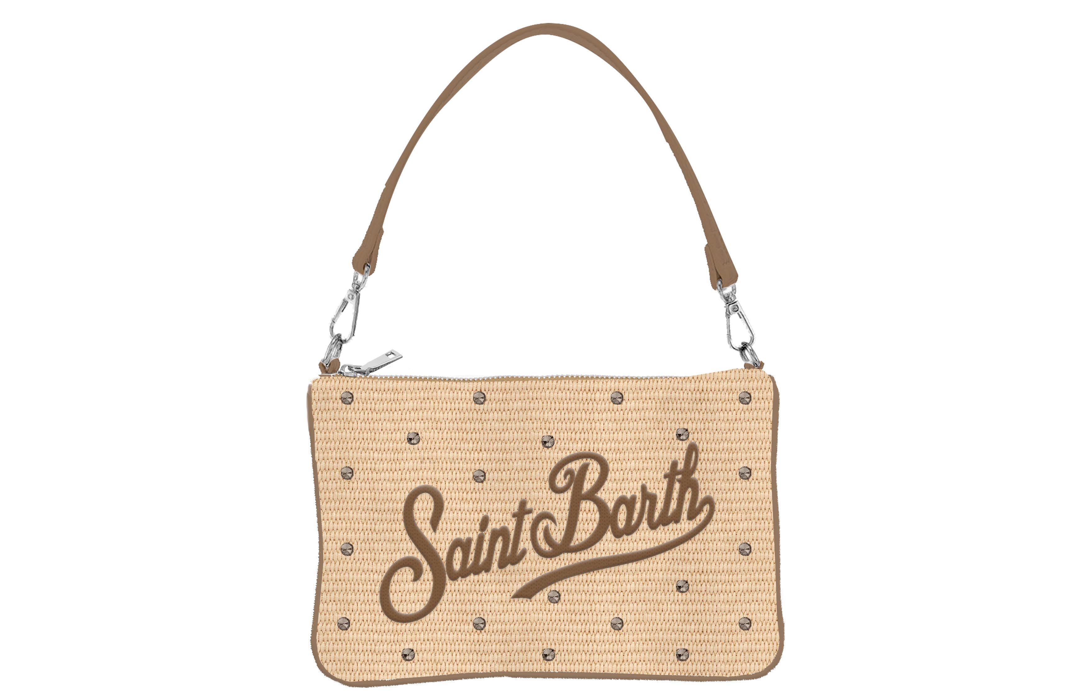 MC2 Saint Barth Parisienne Mini Pochette Paglia Strass Beige