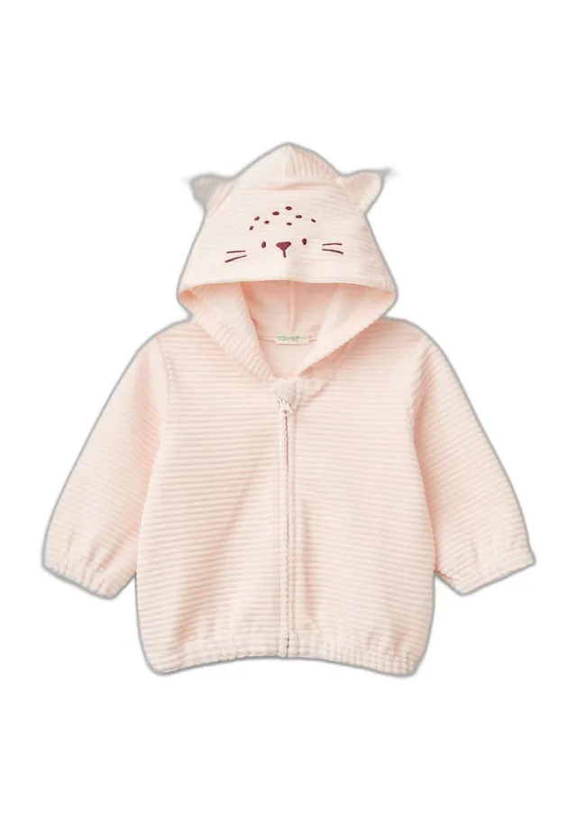 Benetton Cardigan Rosa Felpa Neonato Ciniglia 3 Mesi