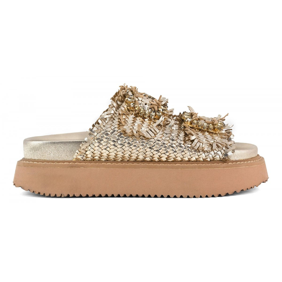 Coral Blue CB.K225 02 Sandalo Donna Gioiello Gold platform