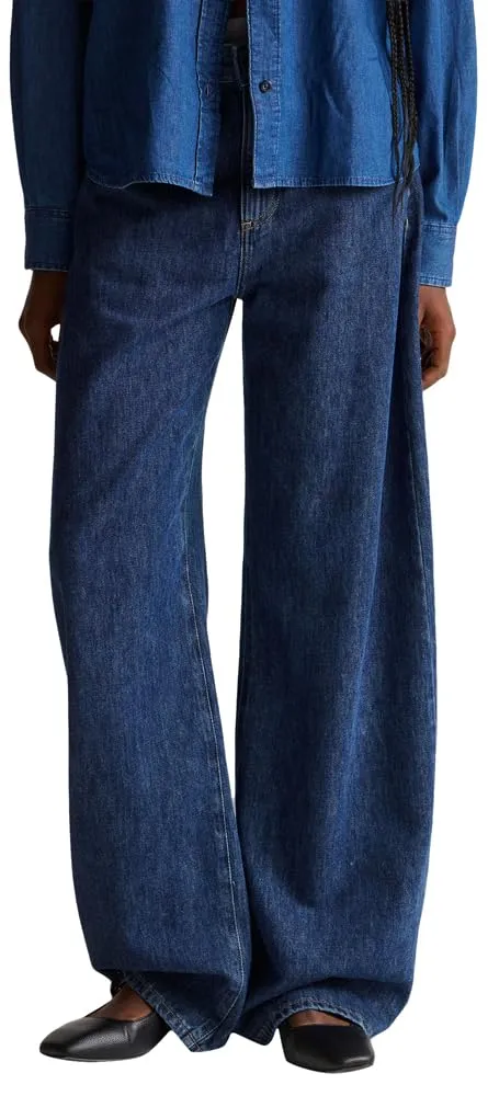 Benetton 43UNDE02B jeans donna blu wide fit cotone