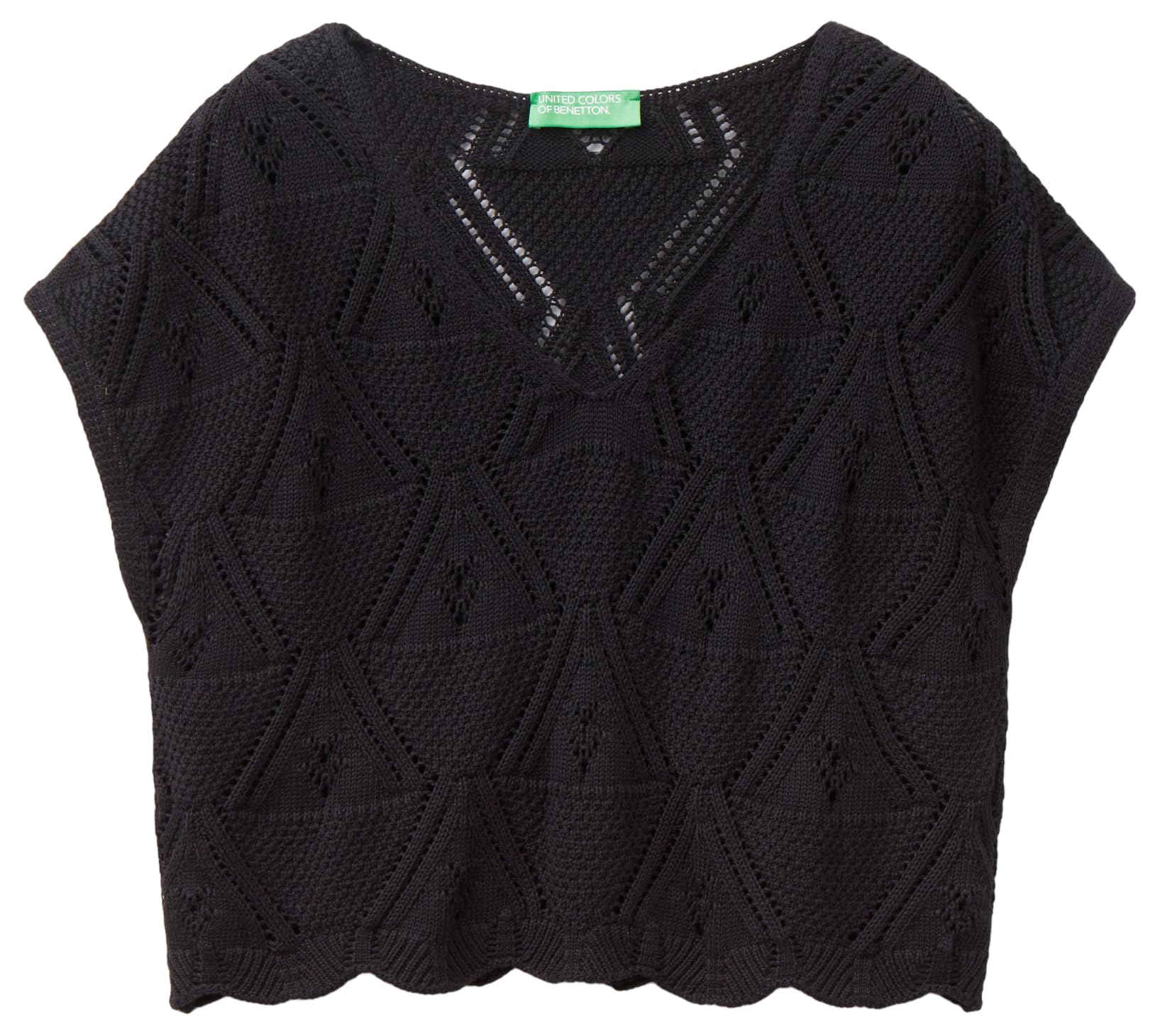 Benetton Maglieria Maglia scollo V finto crochet