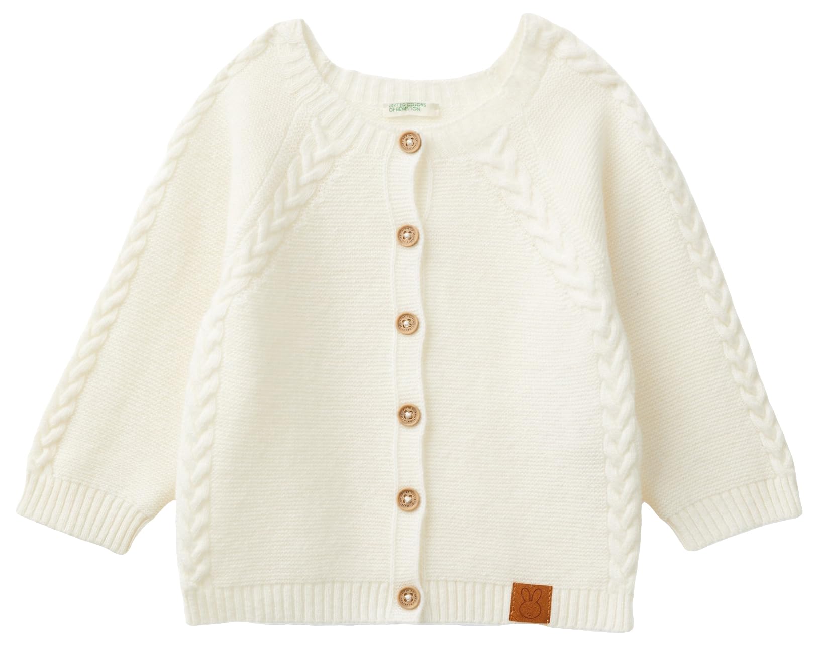 Benetton Cardigan Bimbo Bianco Links Trecce Cotone