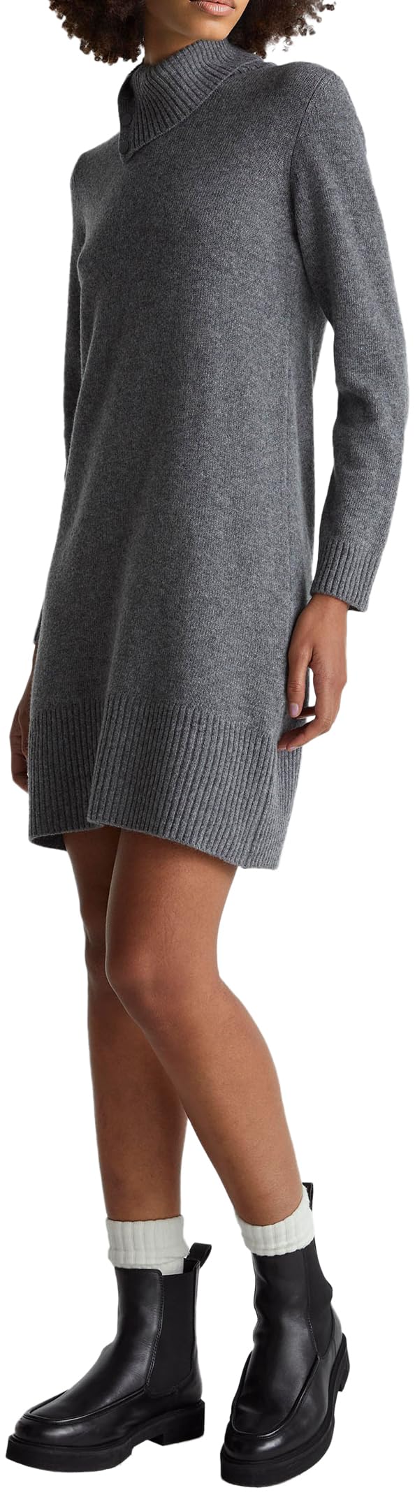 Benetton 1444dv02f vestito donna nero ginocchio svasato