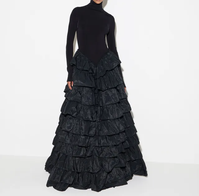 Elisabetta Franchi AM56S67E2 Abito Red Carpet Nero Taglia 42 Balze