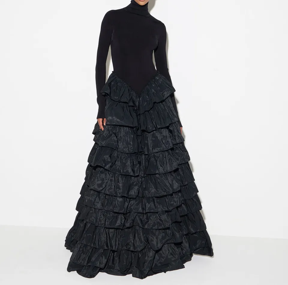 Elisabetta Franchi AM56S67E2 Abito Red Carpet Nero Taglia 42 Balze