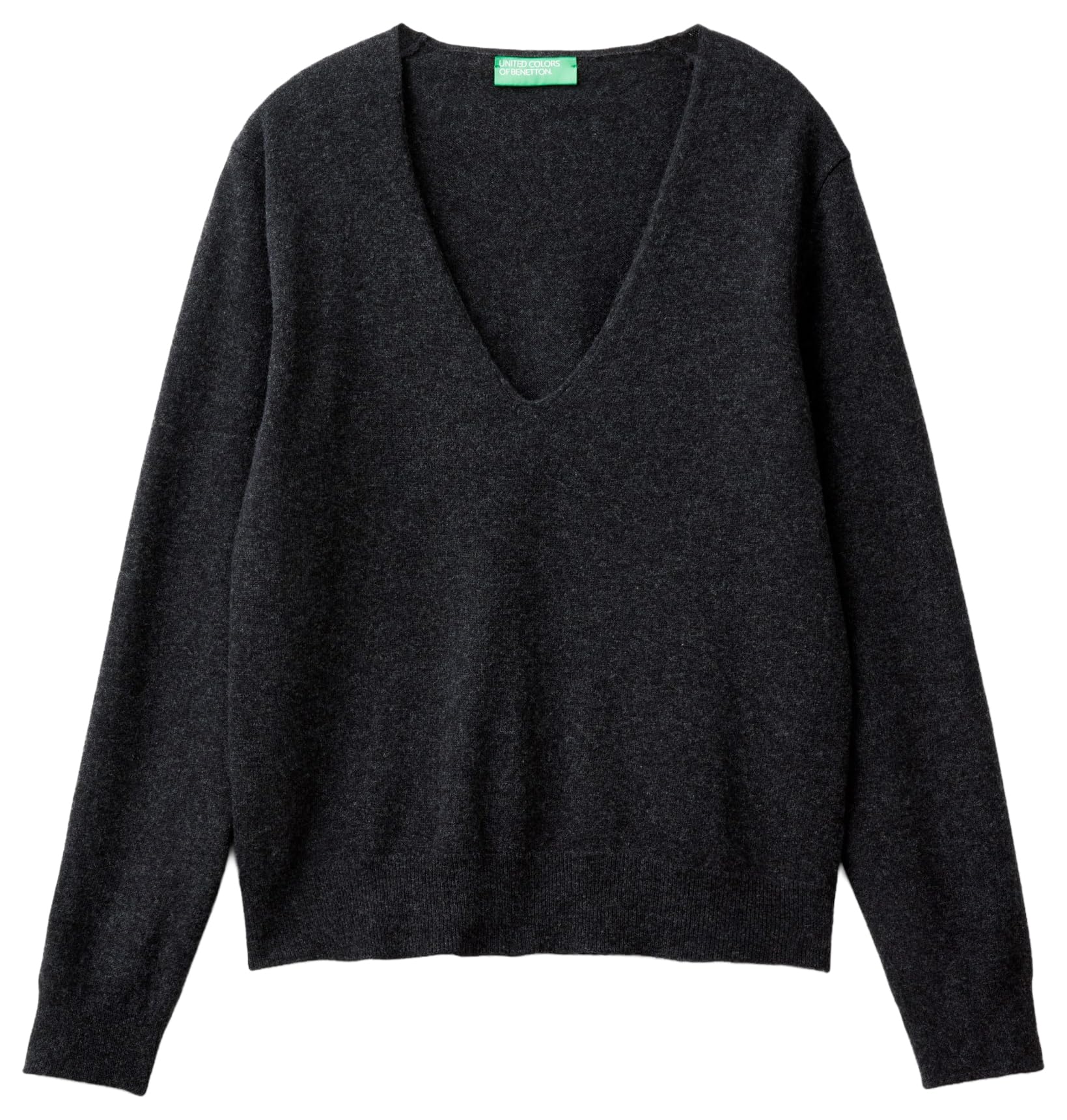 Benetton Maglieria 1002d401y maglione donna grigio scollo V
