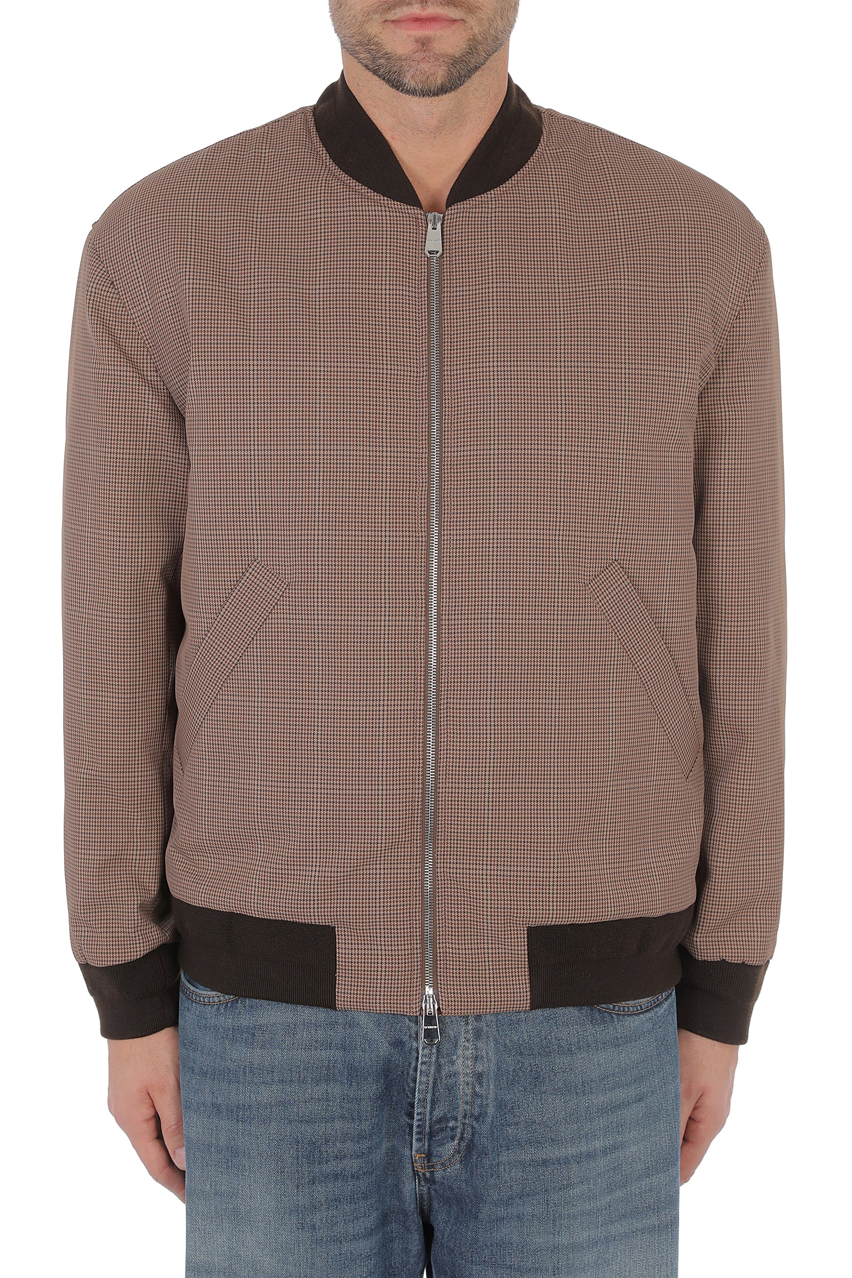 Dondup JU044 QF0209U737 Giacca Bomber Pied de Poule Marrone