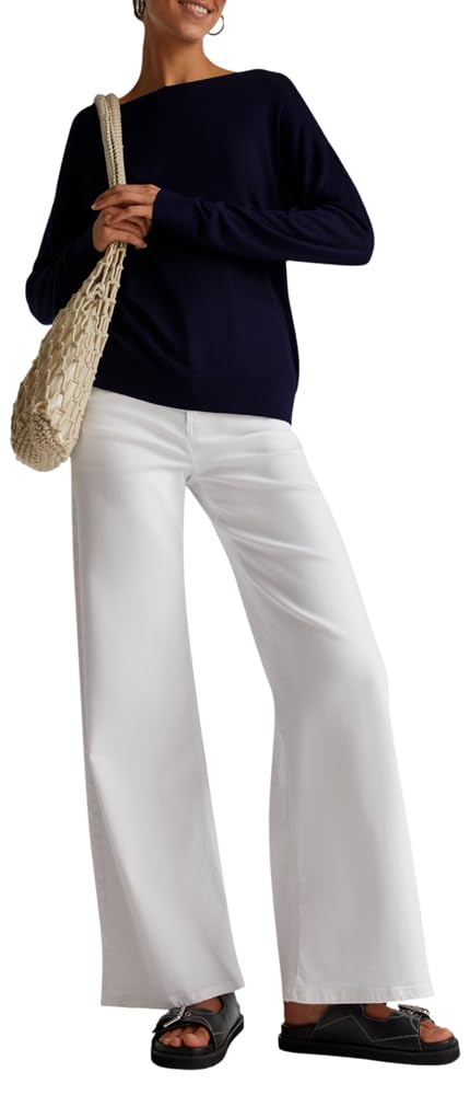 Benetton 103vd10av Maglione Donna Barchetta Blu XXS