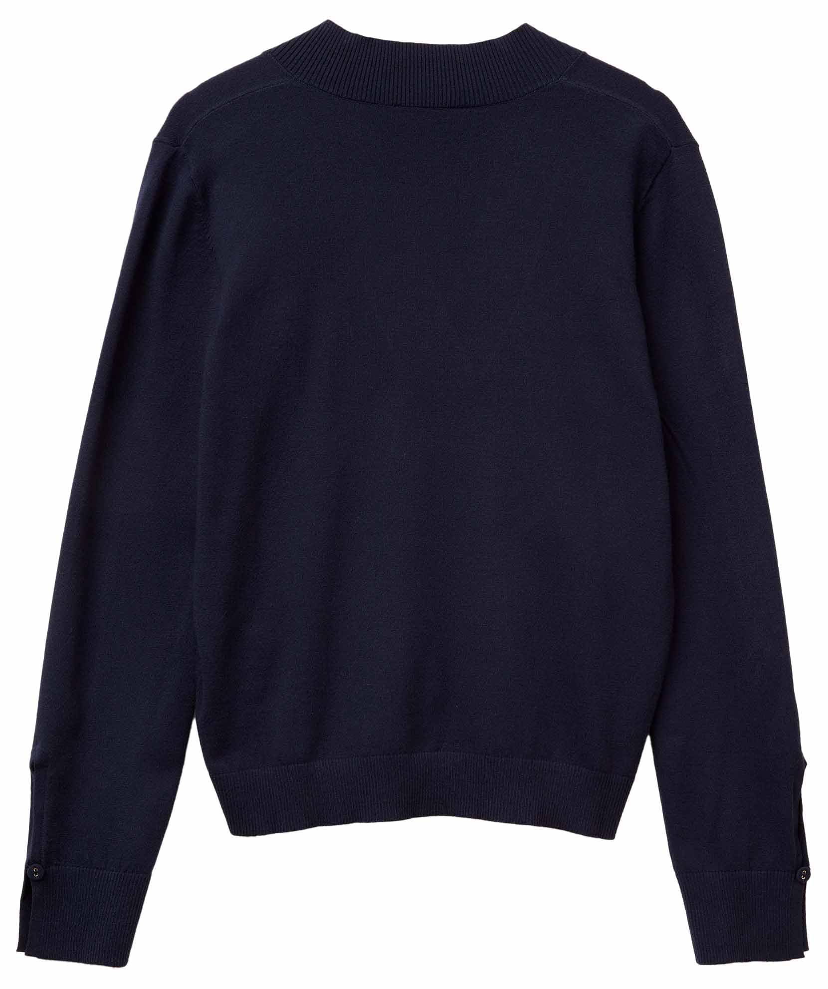 Benetton Maglieria Maglia Scollo V S Blu in Viscosa