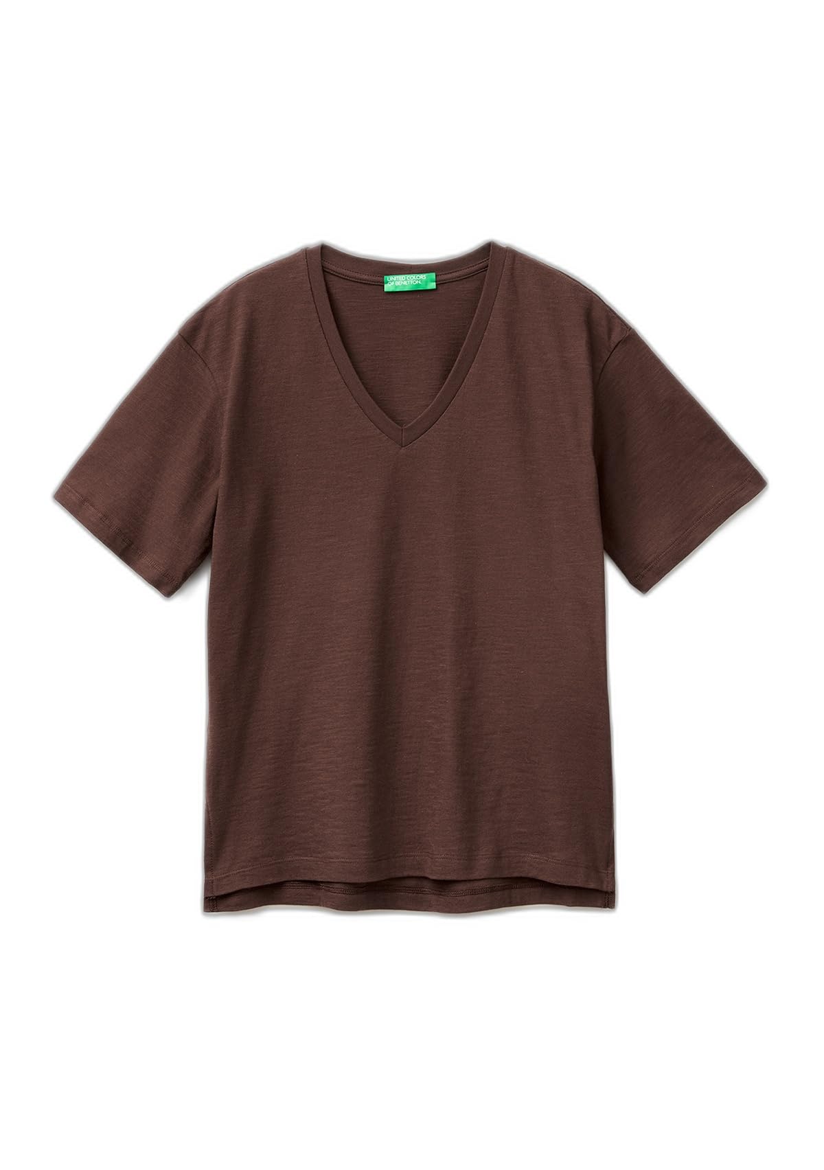 Benetton 3bvxd4020 T-Shirt Donna Scollo V Verde