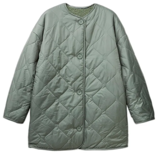 Benetton 23p8dn06m Giubbotto Donna trapuntato Verde eco pelliccia