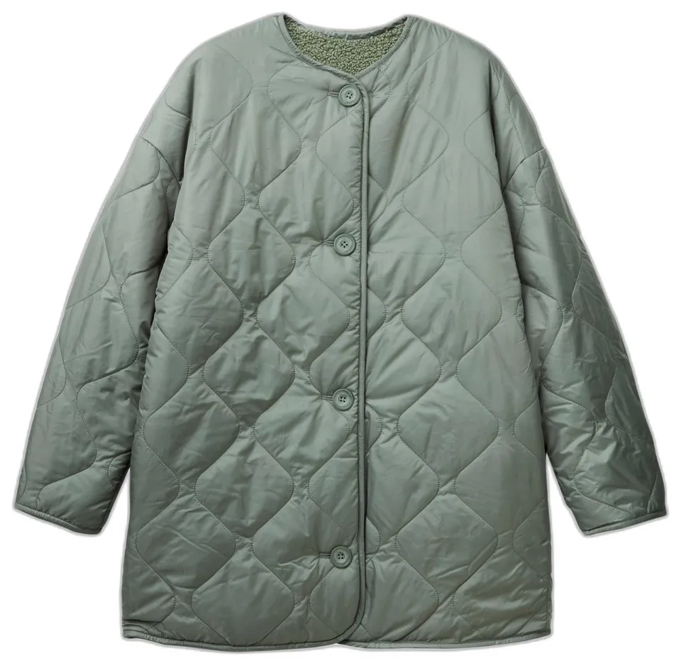 Benetton 23p8dn06m Giubbotto Donna trapuntato Verde eco pelliccia
