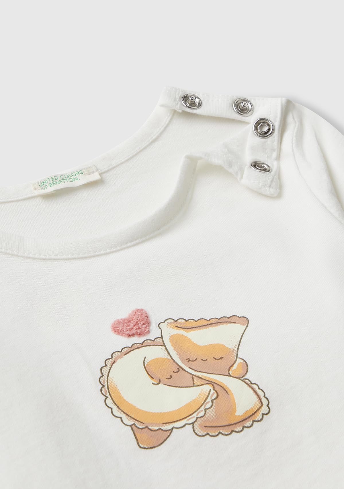 Benetton T-Shirt Neonato Manica Lunga Cotone Bio 62 Patch