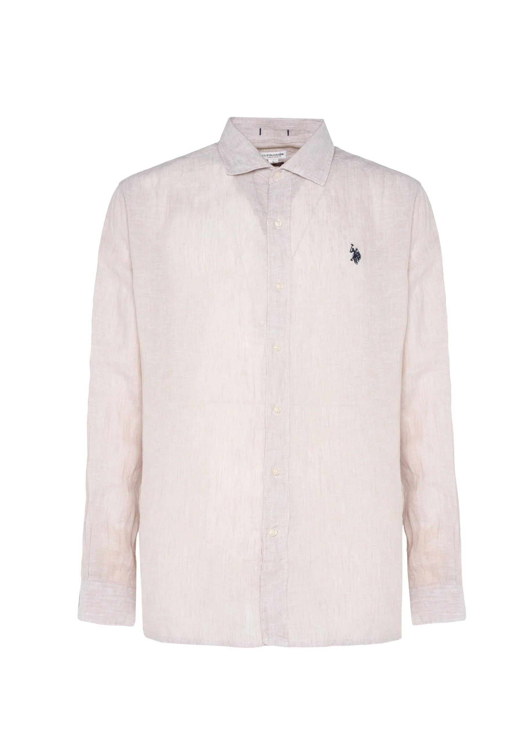 U.S. Polo Assn. US43104011 Camicia Uomo Beige Lino Slim