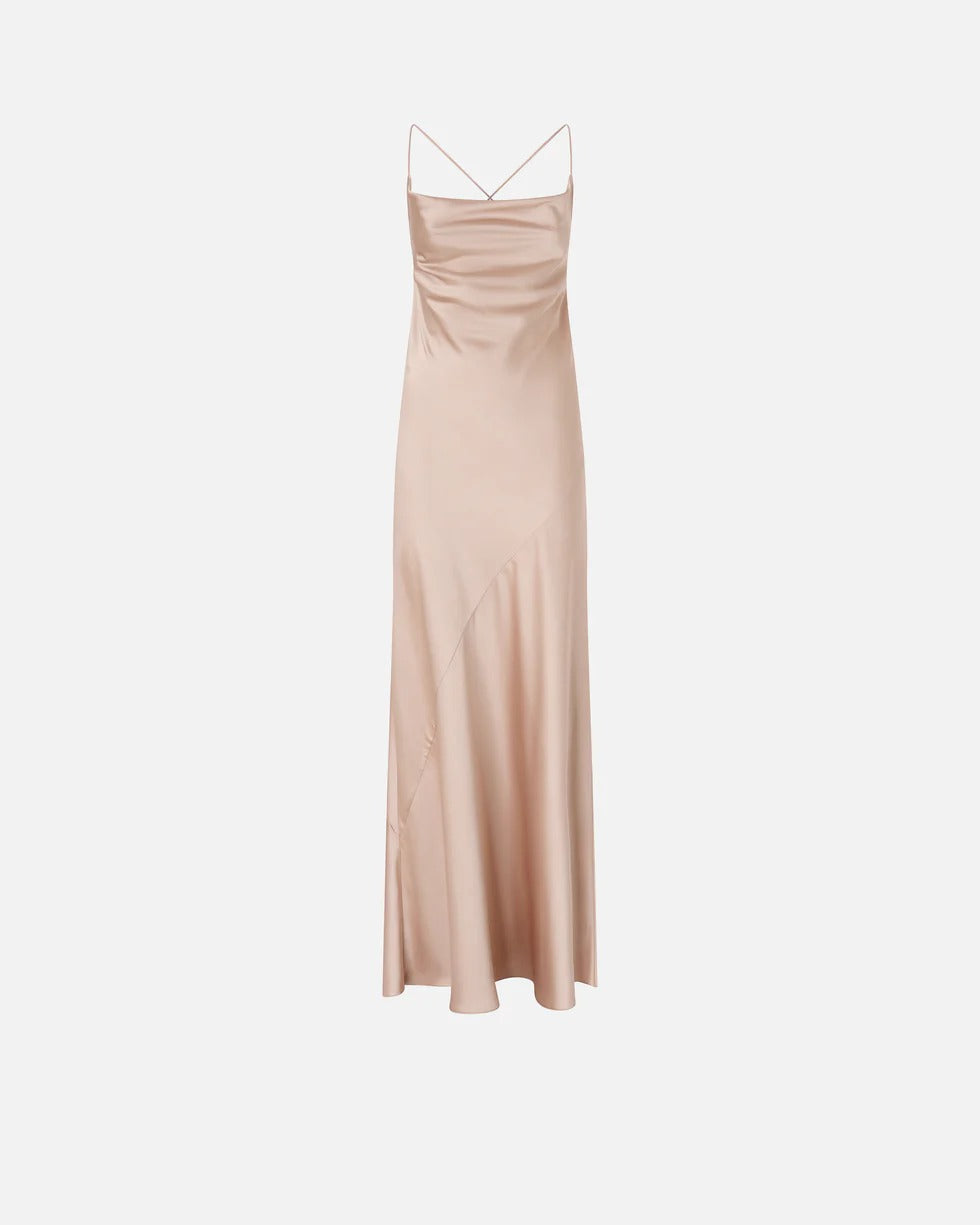 Pinko Farro 106587 A1Y5 abito lungo rosa satin